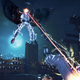 Tekken protagonist Jin Kazama, in his devil, is frying his dad Kazuya Mishima with a laser beam.